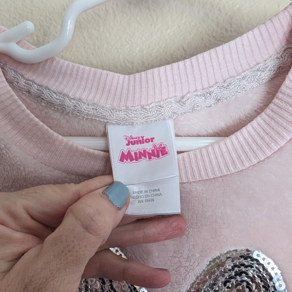 Disney Minnie Mouse Sweatshirt Blush Pink Plush with Sequin Minnie Size 4T - Picture 3 of 5